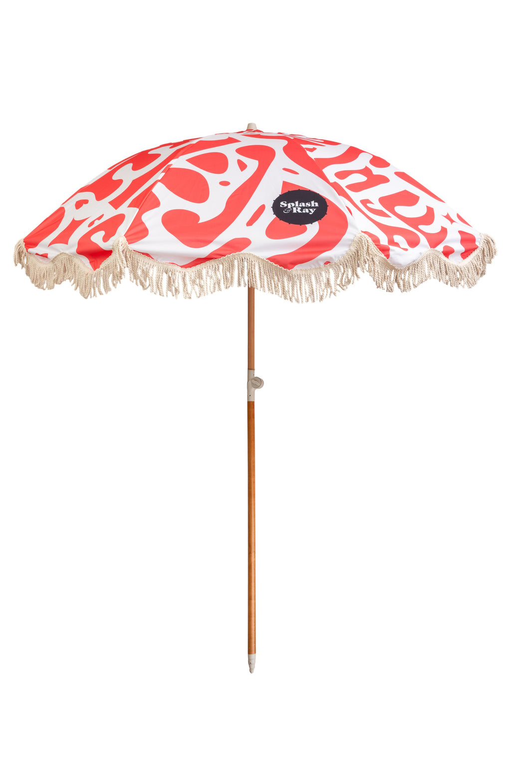 Coastal Cuts Wooden Beach Parasol - Red
