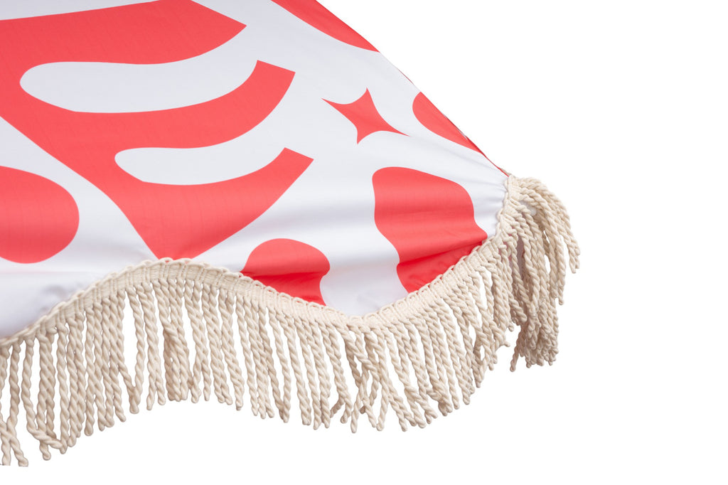 Coastal Cuts Wooden Beach Parasol - Red