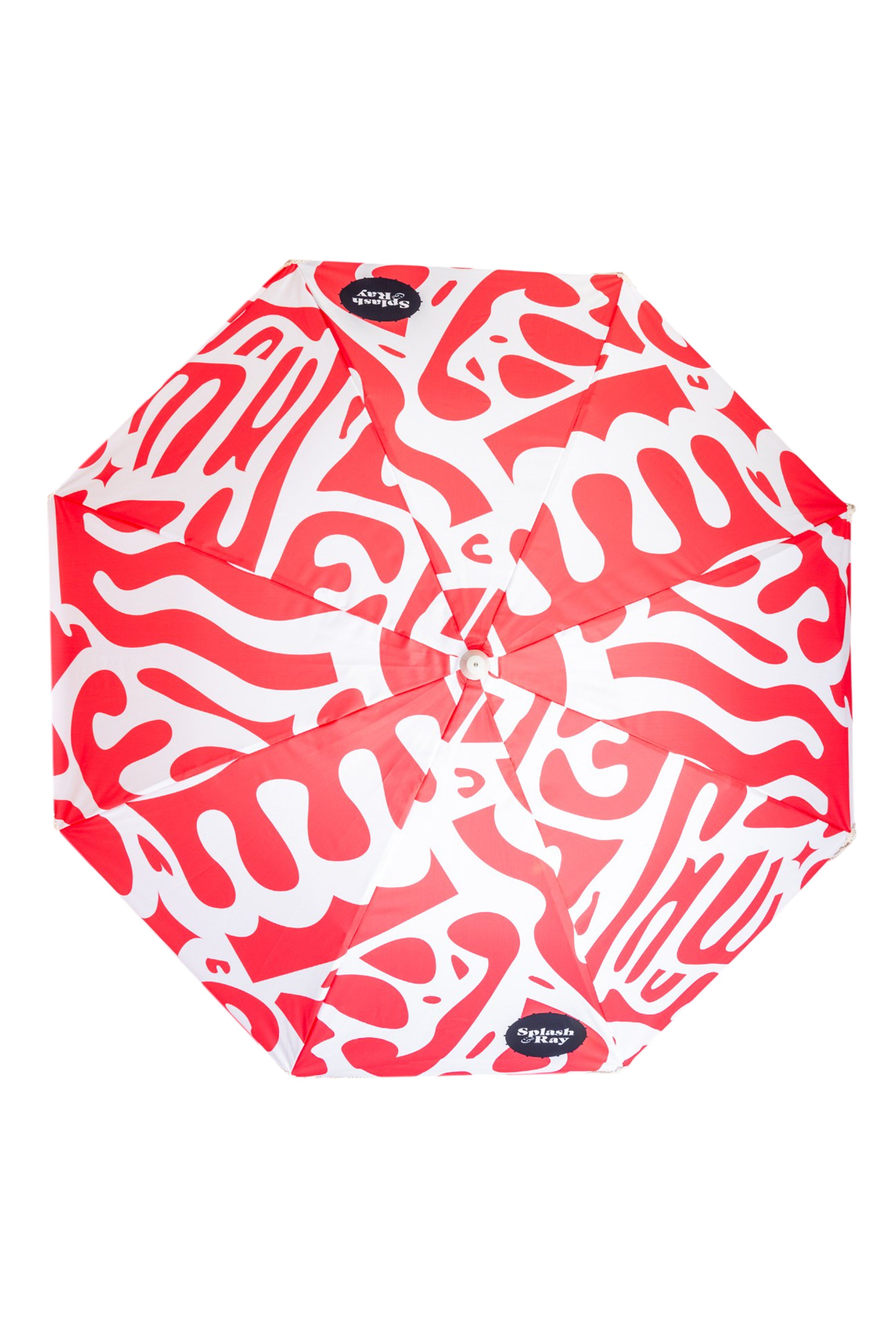 Coastal Cuts Wooden Beach Parasol - Red